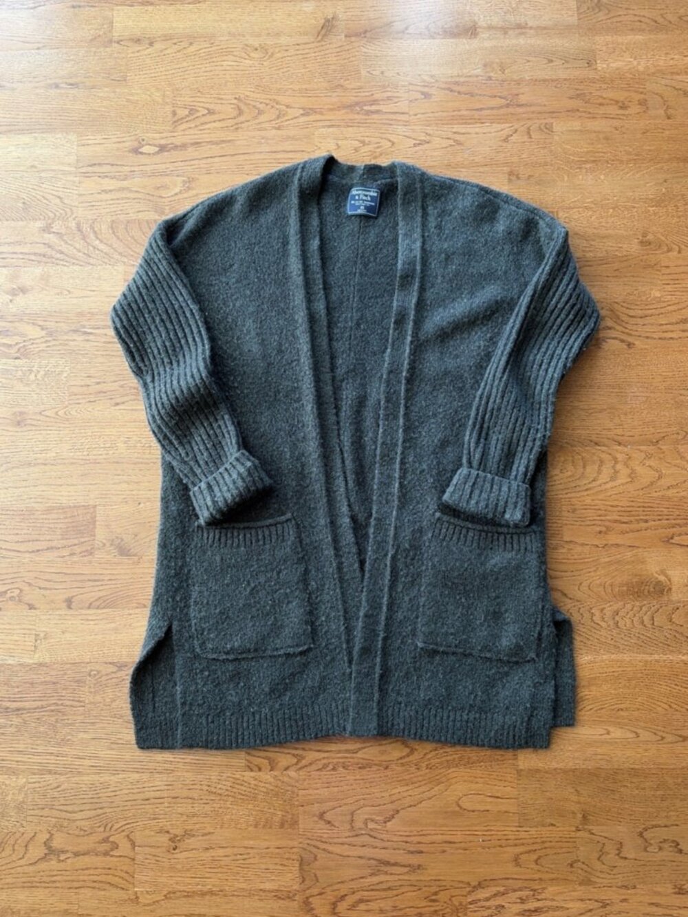 Abercrombie Dolman Cardigan Open Sweater Women Boyfriend Pockets XS Olive Green
